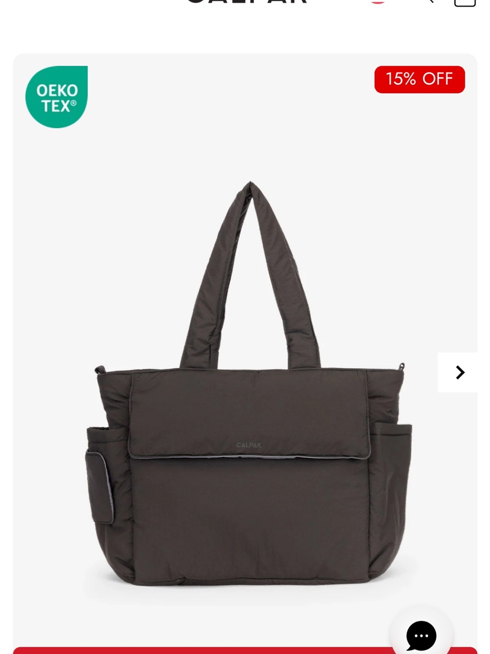Calpak Quilted Diaper tote Bag with laptop sleeve in black